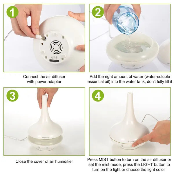 200ml Ultrasonic Aroma Diffuser with 7 Color LED Night Light and Auto Shut-Off