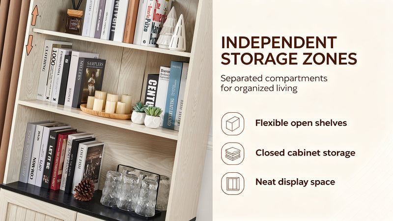 Tall Storage Cabinet with Adjustable Shelves & Barn Doors - Grey