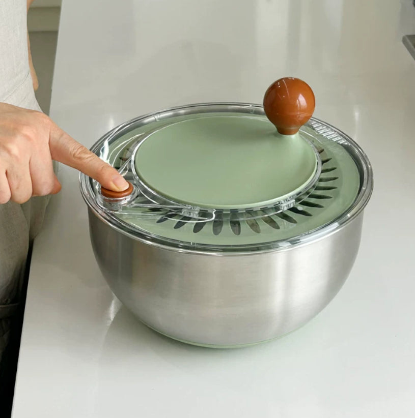 Stainless Steel Vegetable Dehydrator Salad Spinner & Dish Cutter - Green