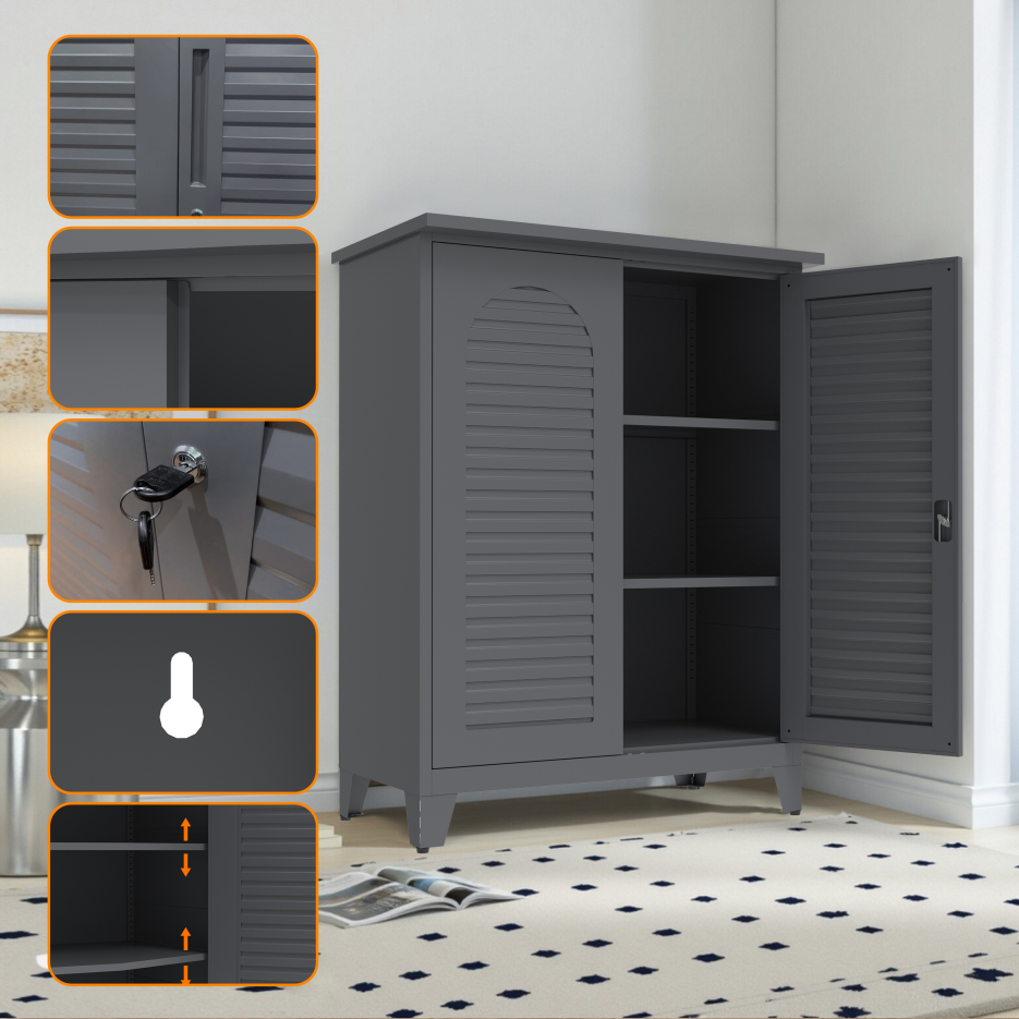 47'' Tall Metal Tool Storage Cabinet - Slate Color