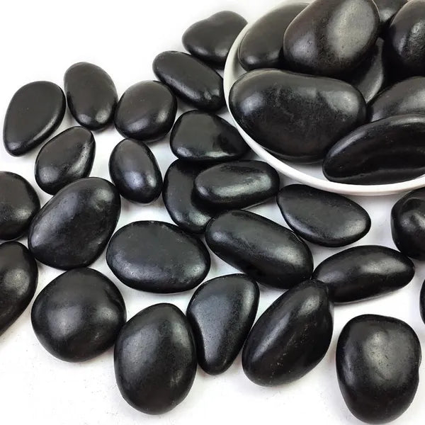 2-3 Inch Polished Black River Rocks - 38lbs Natural Pebbles