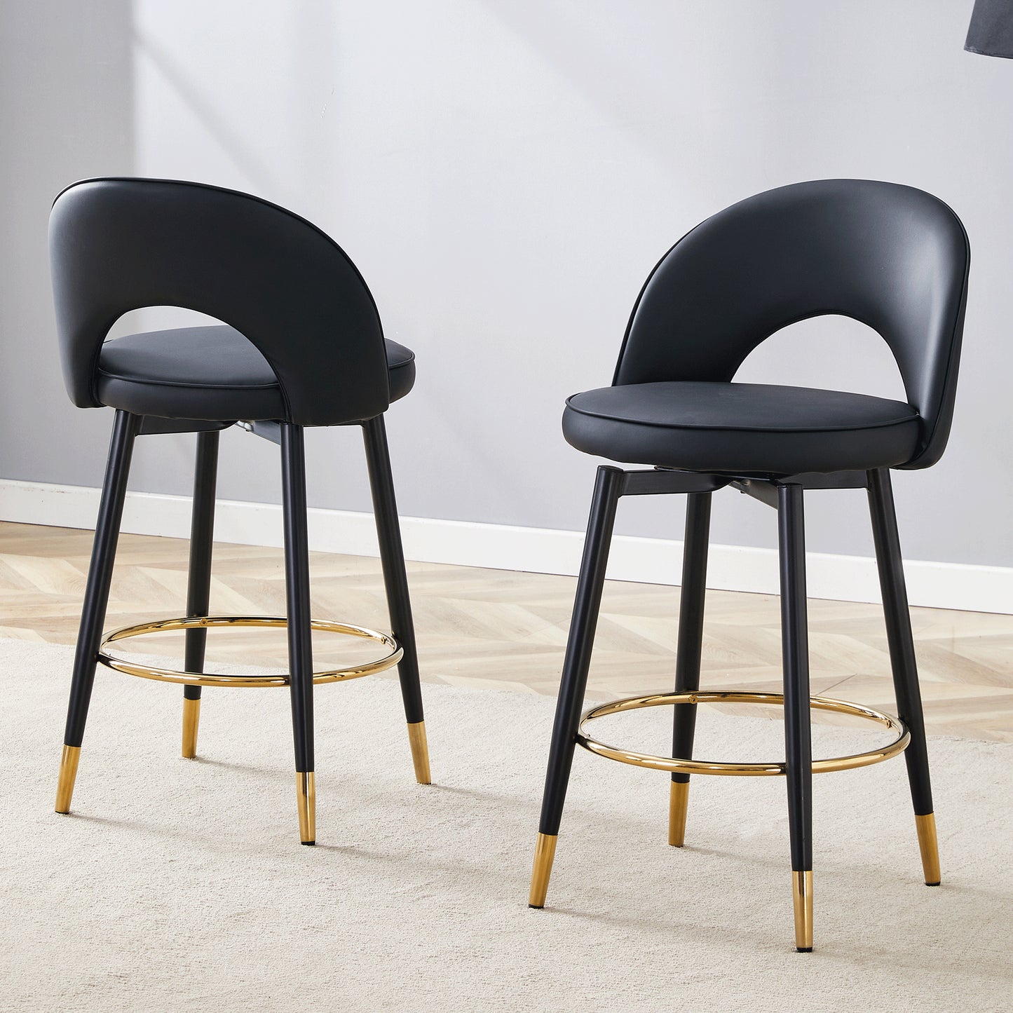 360 Rotatable Bar Chair.Modern PU Comfortable Upholstered Chair With