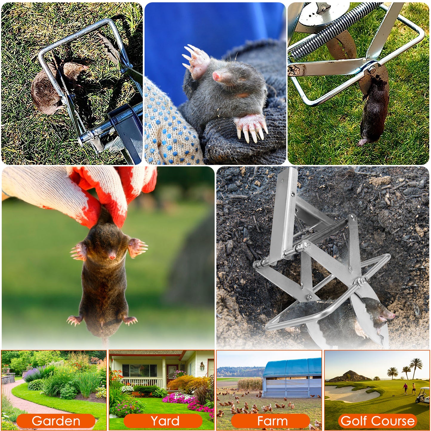 2PCS Reusable Mole Scissor Traps - Metal Rodent Control for Lawn