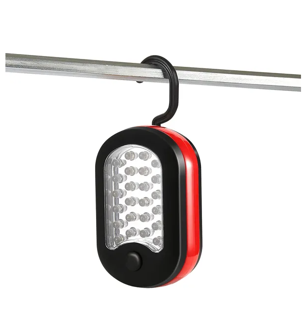 Portable Magnetic Work Light with Hang Hook 27 LEDs for Camping Hiking Emergency - Red