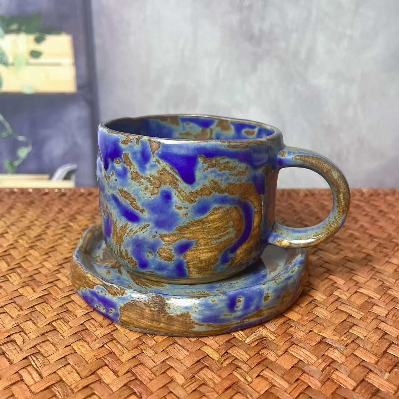Coarse Vintage Ceramic Coffee Cup - Retro Style, 270ml