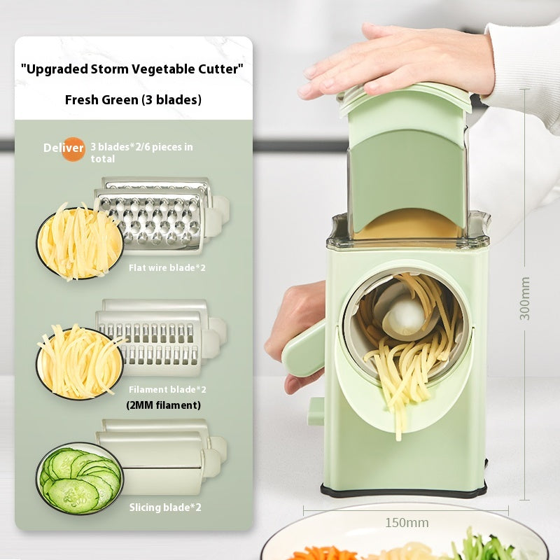 Multi-functional Hand Guard Kitchen Drum Shredder - Green Manual Vegetable Cutter