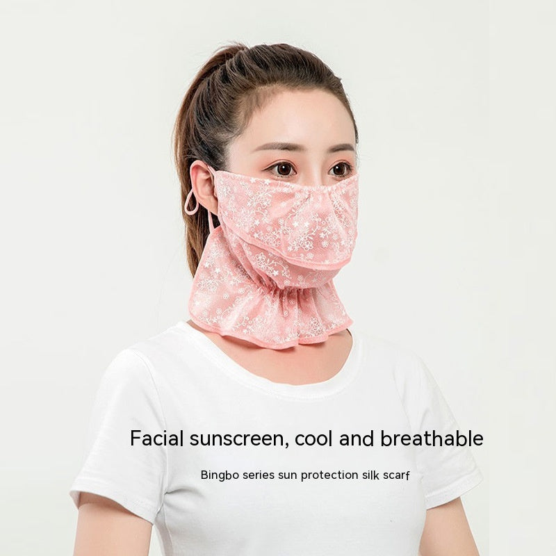 Outdoor Sun Protection Mask Breathable Ice Silk Neck Cover UV Dustproof Face Mask