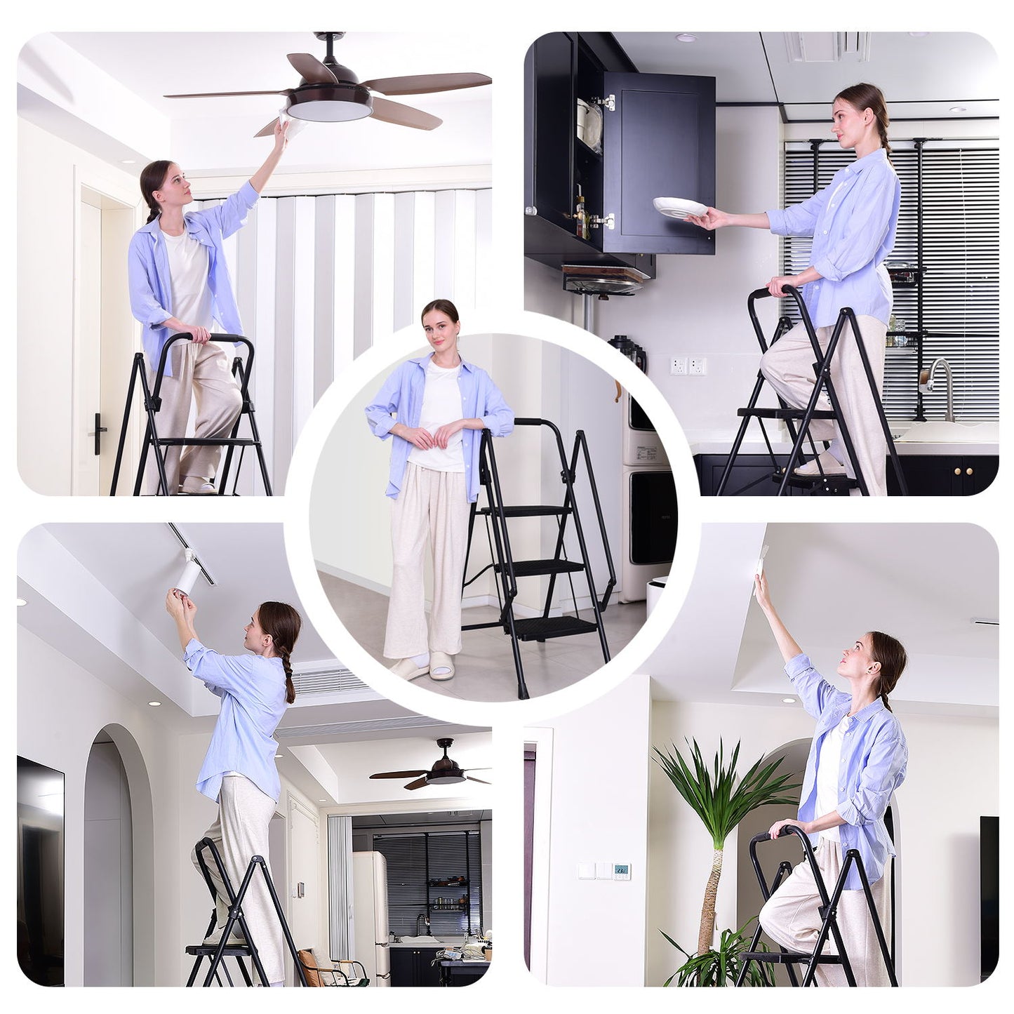 Multi-Purpose Foldable Step Ladder with Anti-Slip Feet - Space Saving & Safe