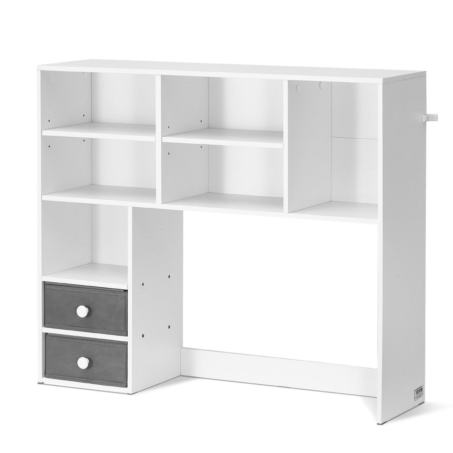 3-Tier Desktop Bookshelf Organizer with Fabric Drawers - White