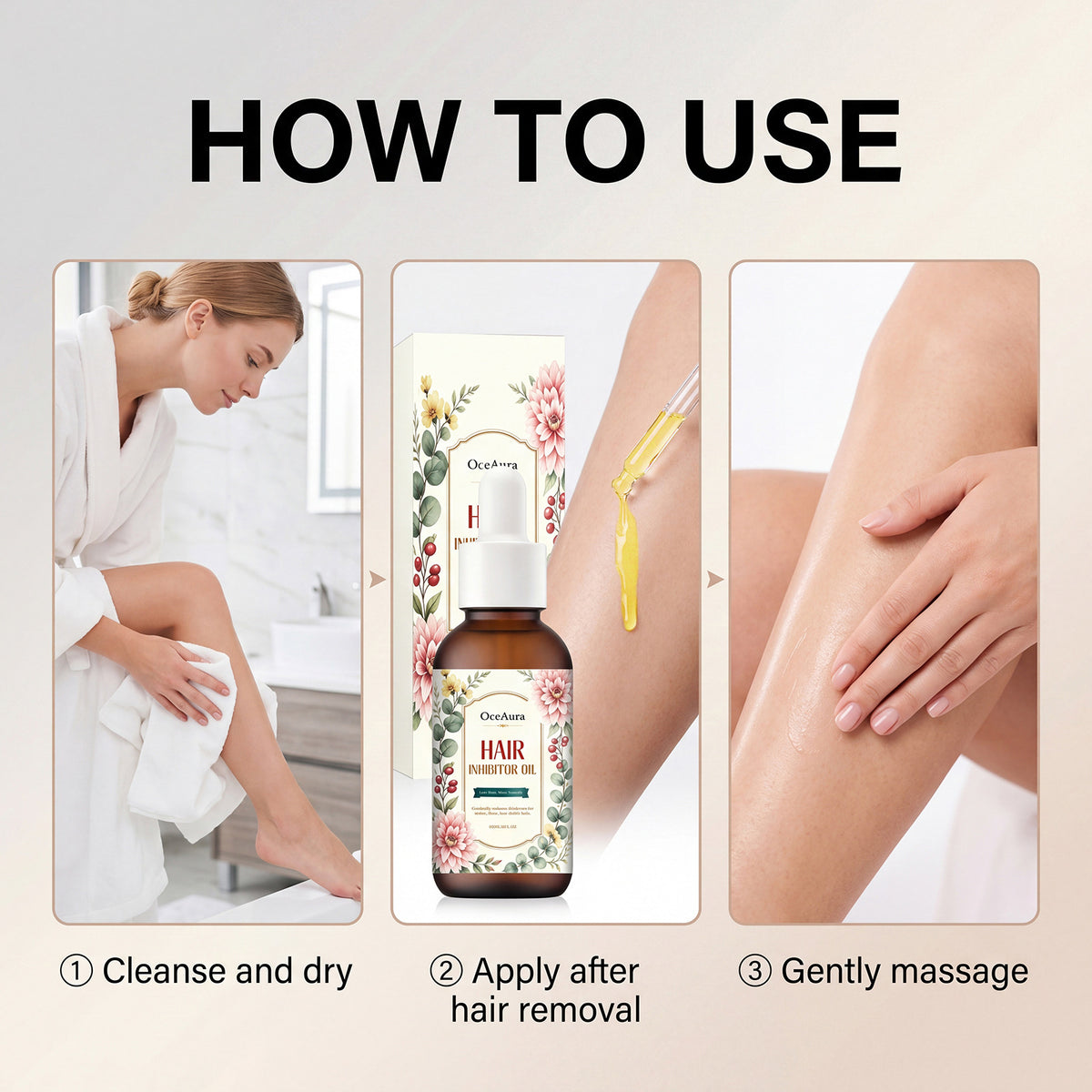 Hair Inhibitor Oil - 60ml Natural Hair Growth & Hair Removal Treatment