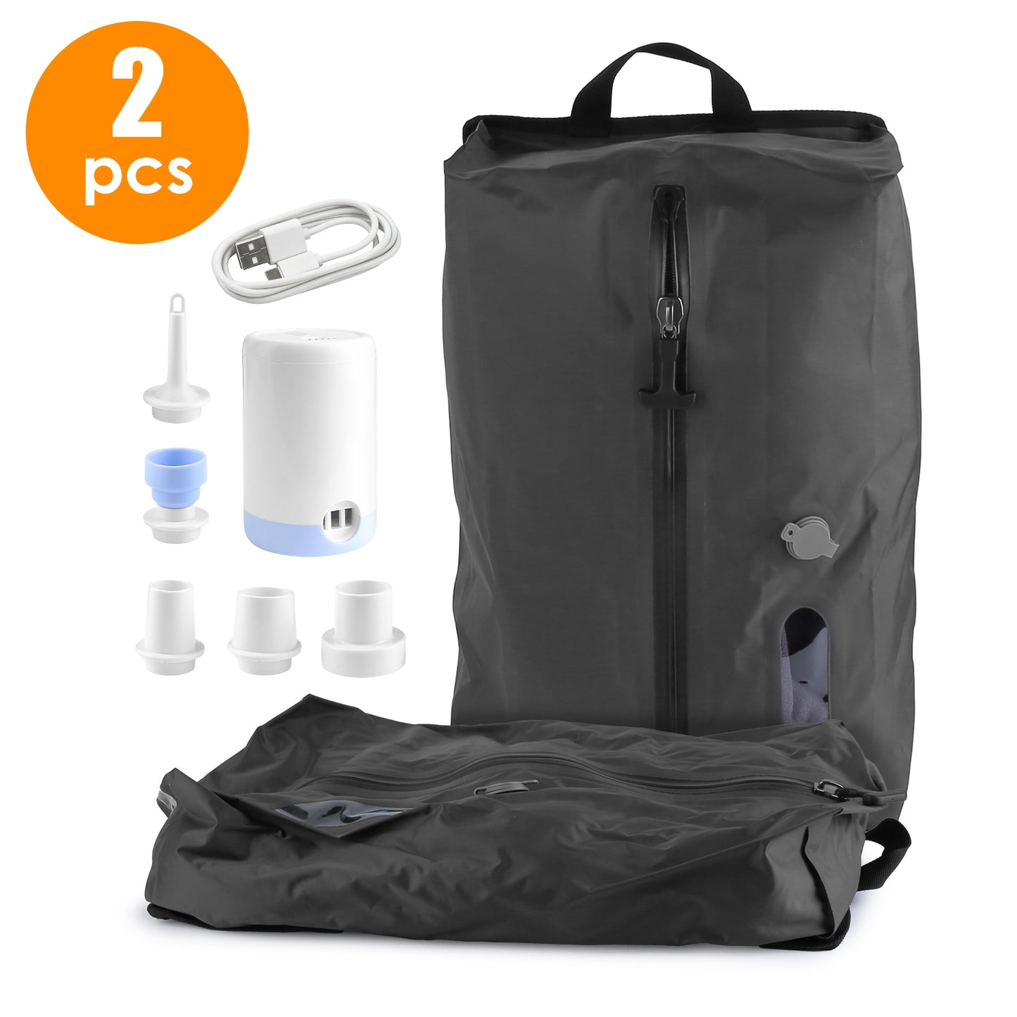 2Pcs 17L Vacuum Bags With Pump Clear Window Handle IP67 Waterproof