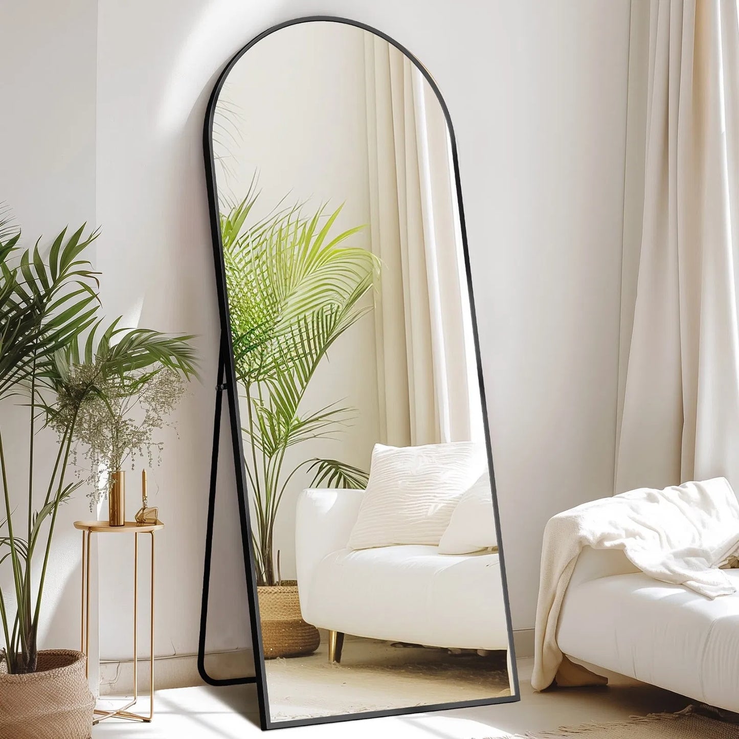 71x26 Inch Arched Full Length Floor Mirror with Aluminum Alloy Frame