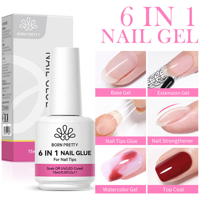 Six-in-One Gel Nail Polish Kit with Extension Function - Long-Lasting UV/LED Topcoat & Base Coat