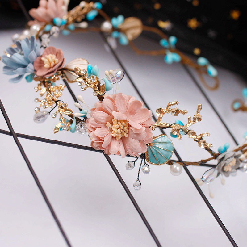 Bridal Headdress Wreath Hair Accessory with Pearl and Crystal - Wedding Hairband