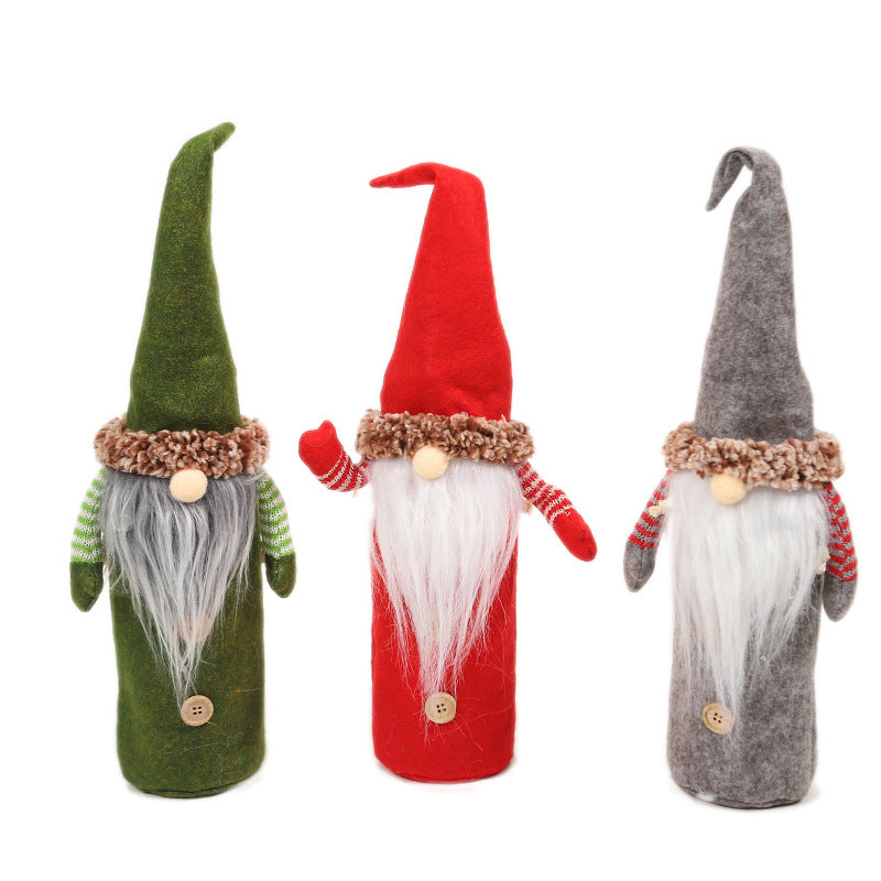 Faceless Old Man Christmas Wine Bottle Cover - Holiday Decor, Wine Sleeve