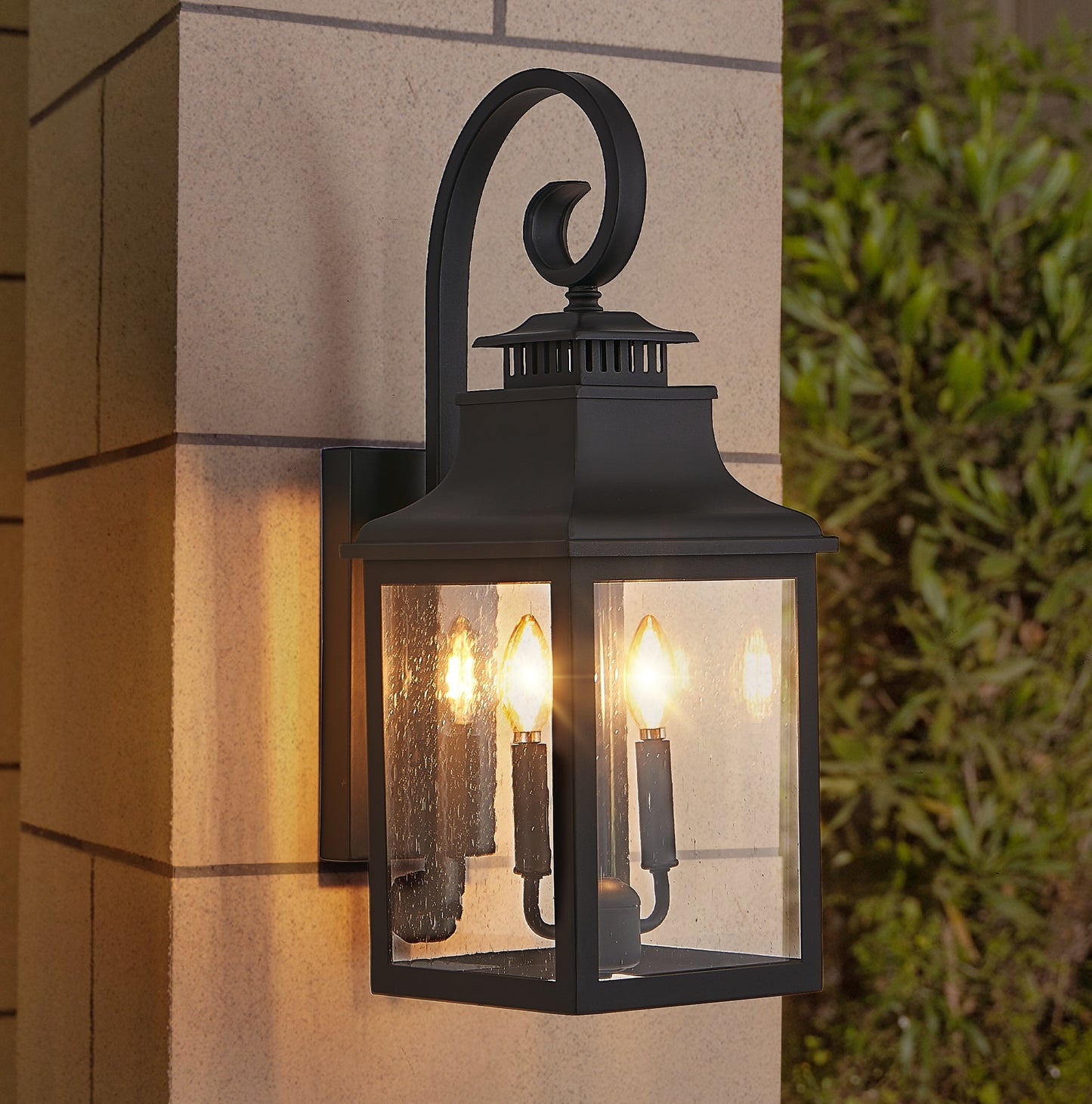 Outdoor Wall Lantern Light - Vintage Black Metal Sconce