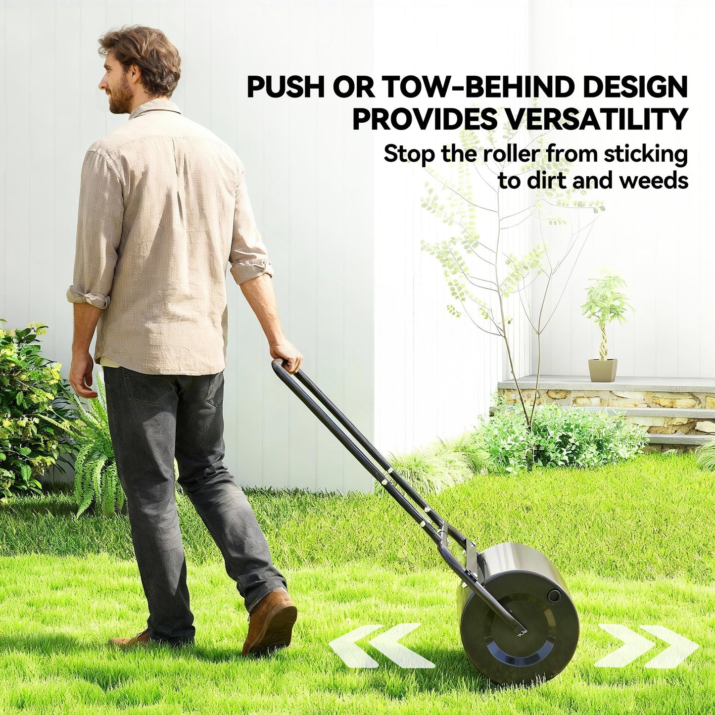 20-Inch Tow-Behind Lawn Roller with 10 Gallon Water/Sand Capacity for Flattening Sod