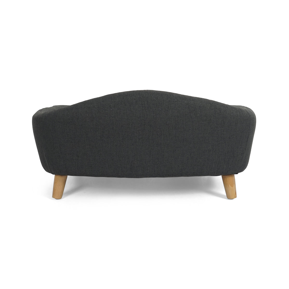 Small Dog Elevated Bed Frame with Rubber Wood Legs and Plush Fabric, Dark Gray