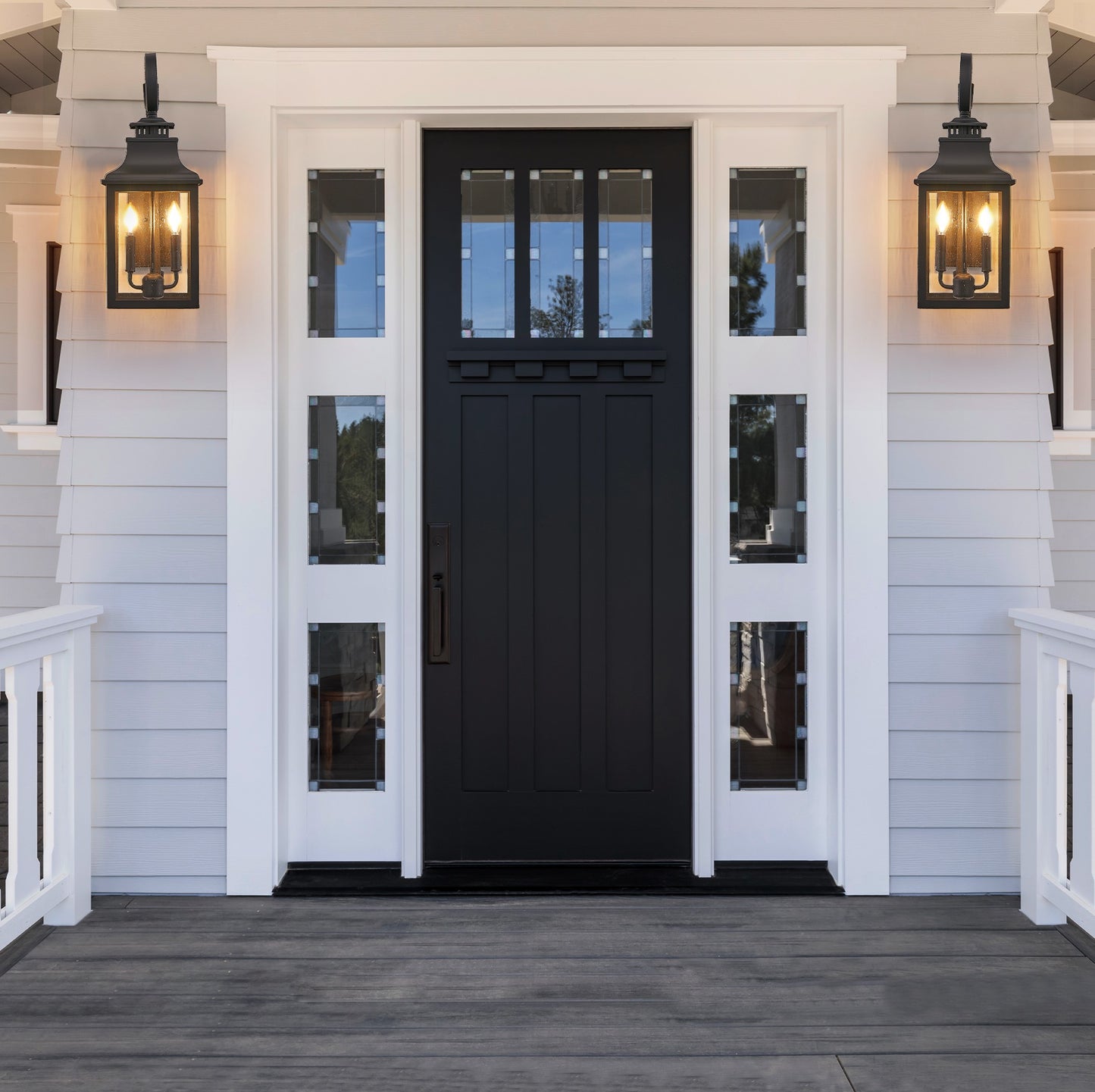 Outdoor Wall Lantern Light - 2-Pack Vintage Black Metal Sconce