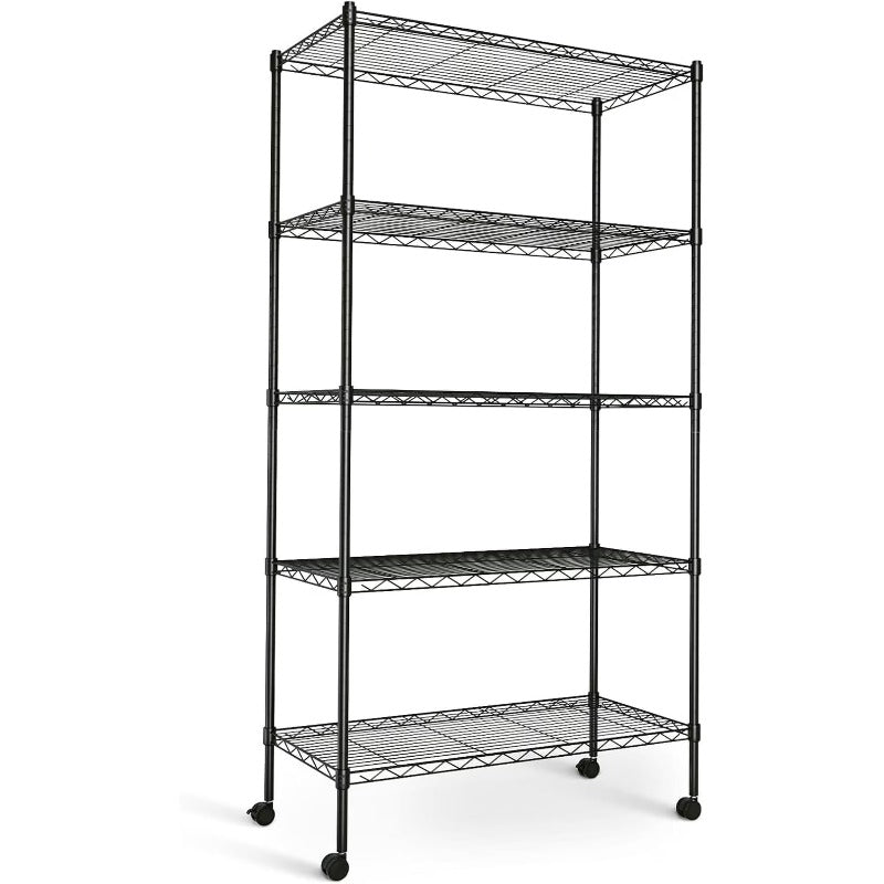 Heavy-Duty Adjustable Metal Storage Shelf with Wheels - Multi-Layer