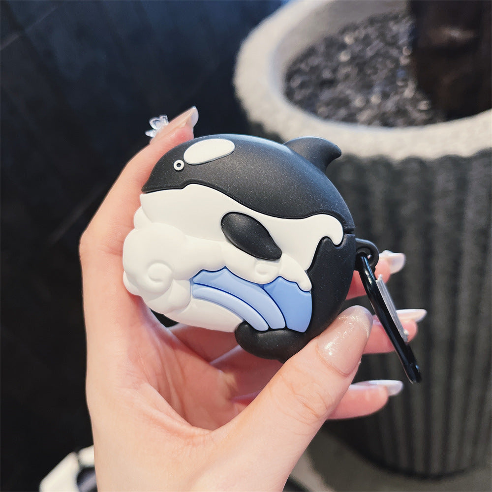 3D Orca Shaped Protective Case for Bluetooth Earphones Cartoon Design