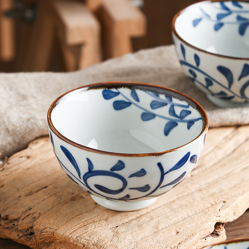 Chinese Style Ceramic Hook Rattan Tableware Set for Kitchen Dining
