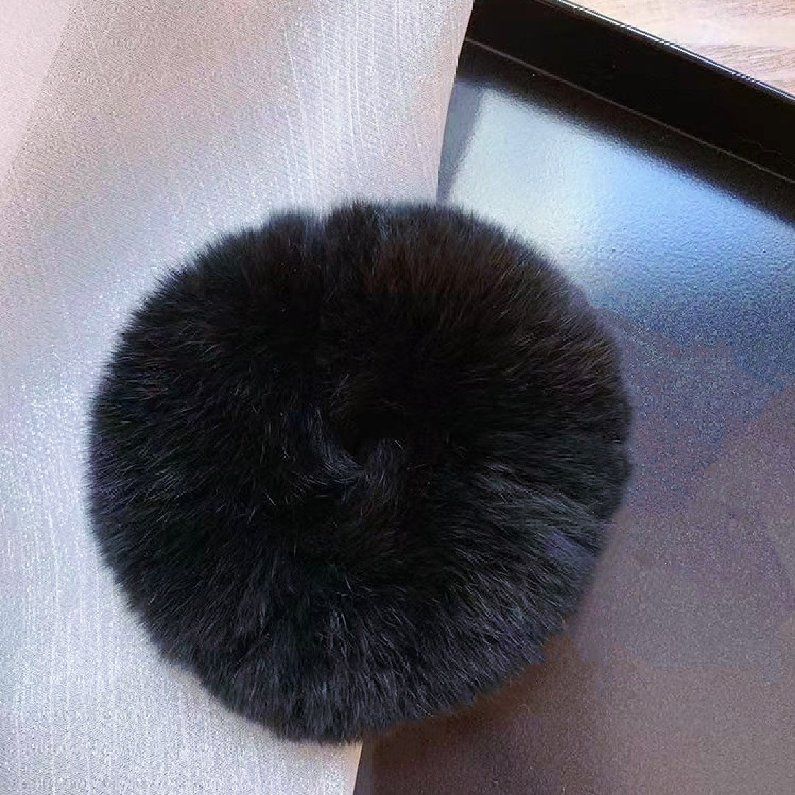 Plush Hair Ring with Rabbit Hair - Multiple Colors