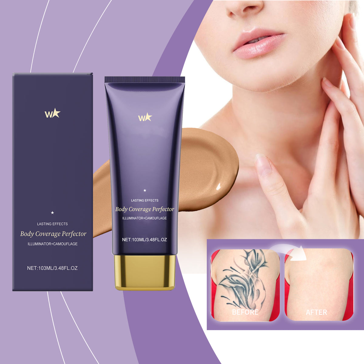 Body Concealer Repair Cream - Long-Lasting Moisturizer & Blemish Cover 103ml