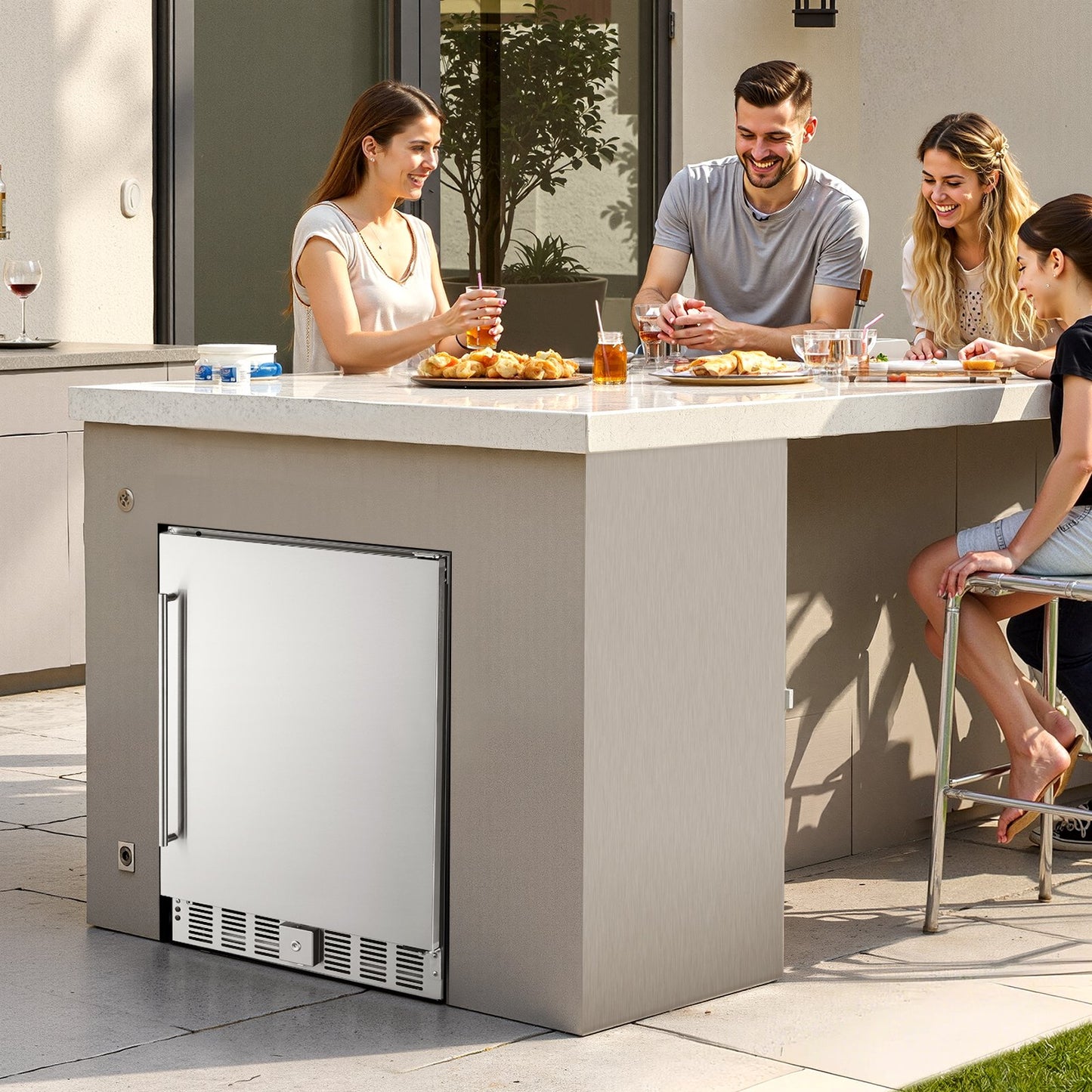 24-Inch Outdoor Beverage Cooler - 150QT Stainless Steel Drink Refrigerator