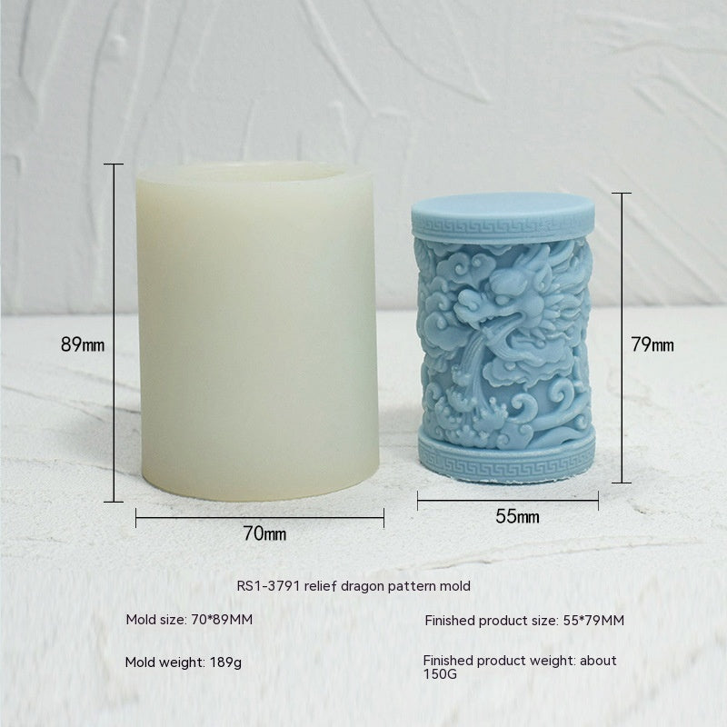 Embossed Dragon Pattern Silicone Candle Mold for Aromatherapy, Resin, Chocolate