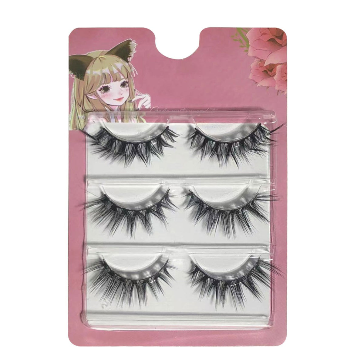 L-Shaped False Eyelashes 3 Pairs Thick Artificial Fiber for Eye Makeup