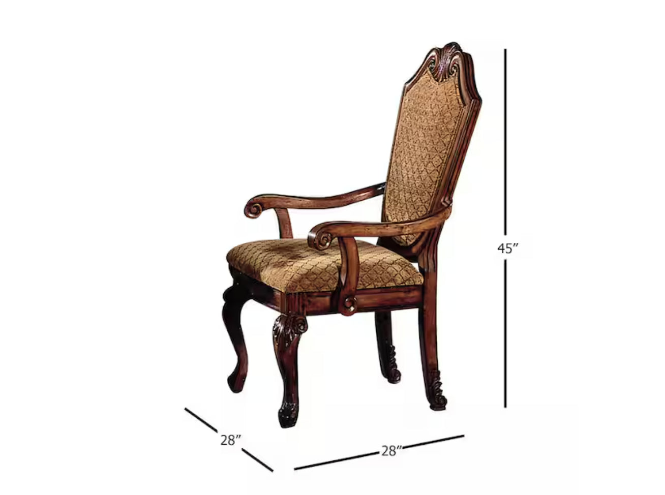 Chateau De Ville Fabric Arm Chair Set of 2 - Cherry