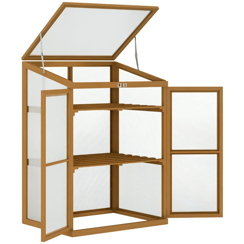 Wooden Cold Frame Greenhouse for Gardening – Small Mini Plant Protector