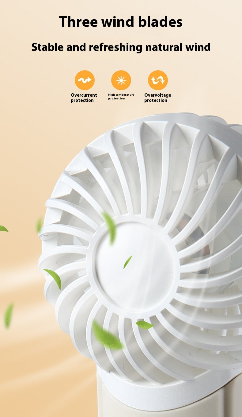 Portable Handheld Fan with Silicone Handle, USB Powered, Quiet Operation