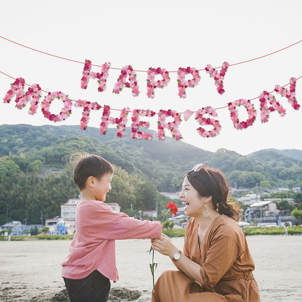 Mother's Day Flag - Floral Hanging Decoration for Holidays Pink