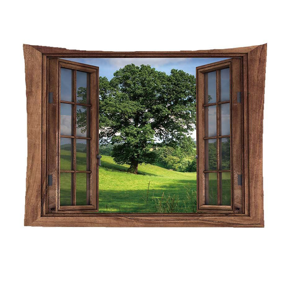 False Window Scenery Background Cloth for Home & Garden Curtains
