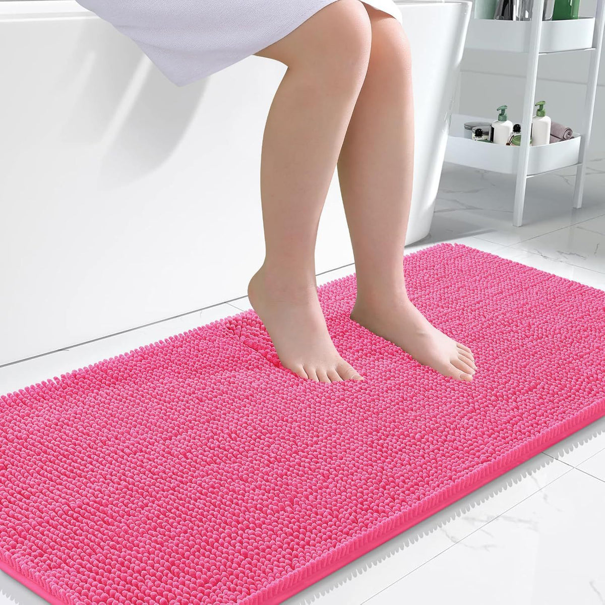 Long Wool Chenille Floor Mat Absorbent Non-Slip Bathroom and Bedroom Carpet