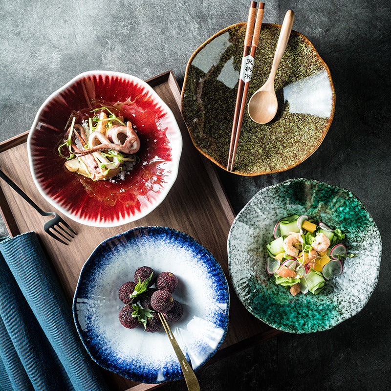 Creative Ceramic Lotus Leaf Noodle Risotto Bowl - Multiple Colors