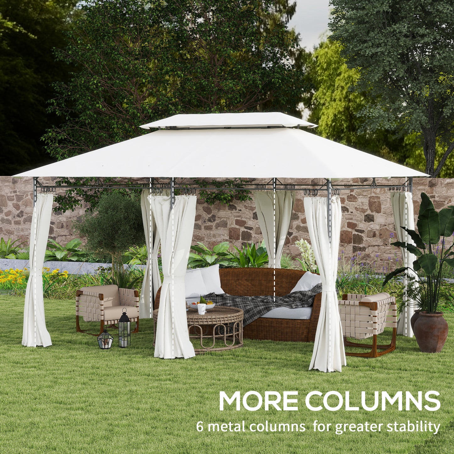 10x13 Outdoor Gazebo with Curtains - Cream White