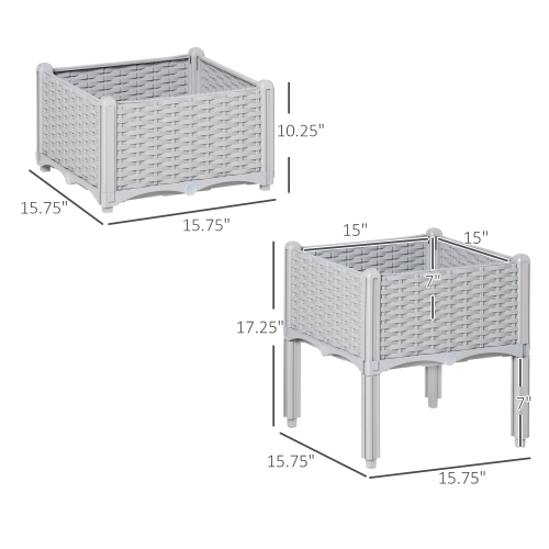 Self-Watering Raised Garden Bed with Legs - Gray Planter Box