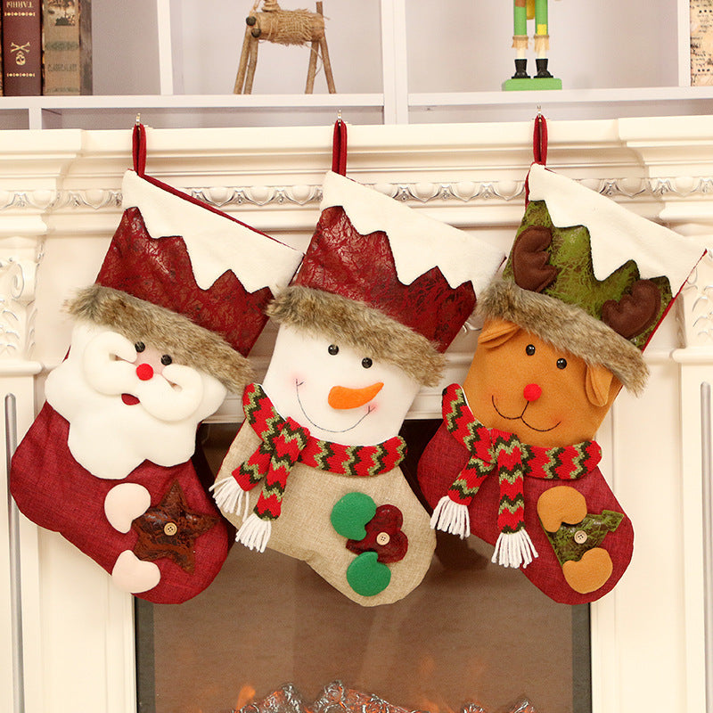 Festive Snowman Deer Santa Socks Decoration - Handmade Cloth Home Decor