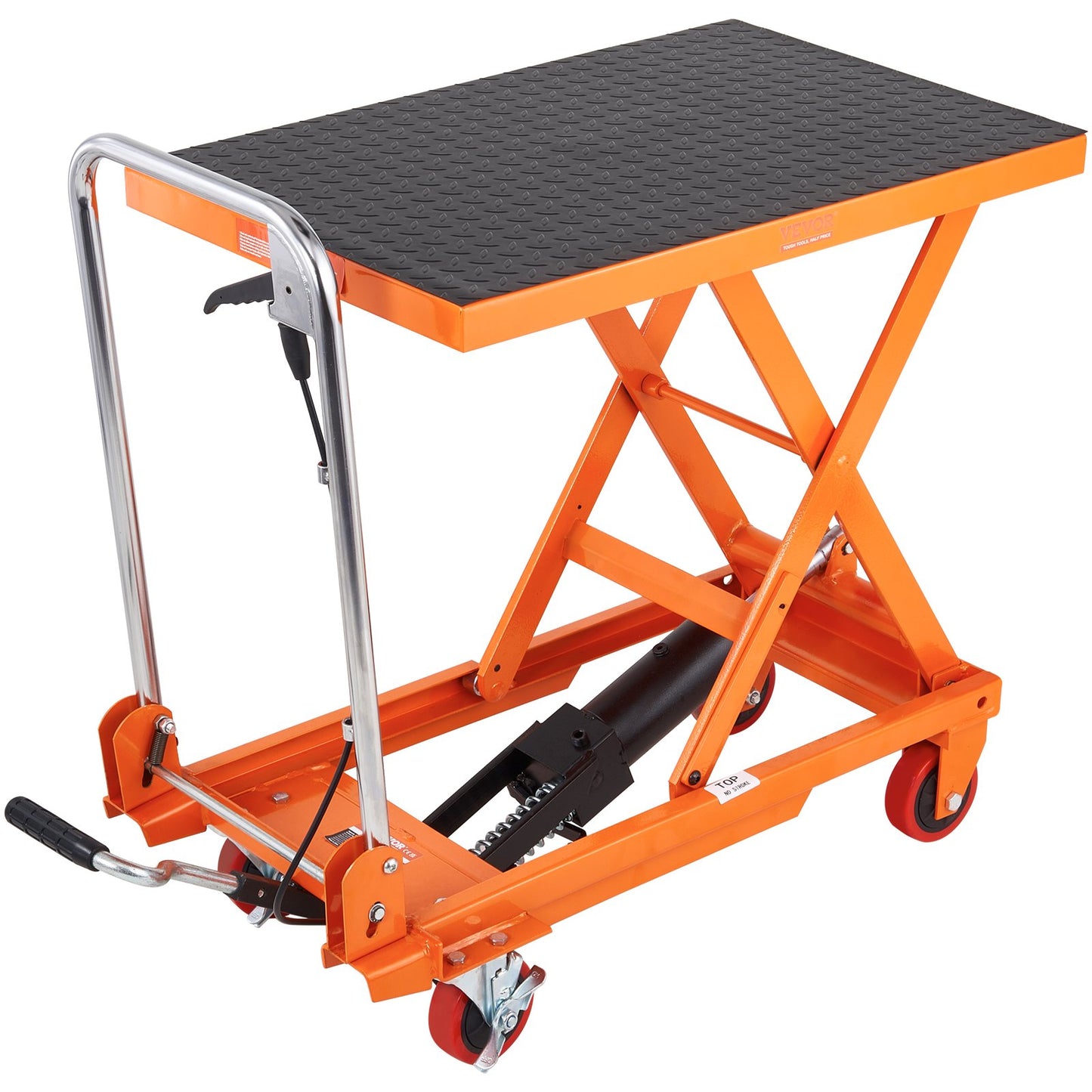 Hydraulic Lift Table Cart 330lbs Capacity with Non-slip Pad - Orange