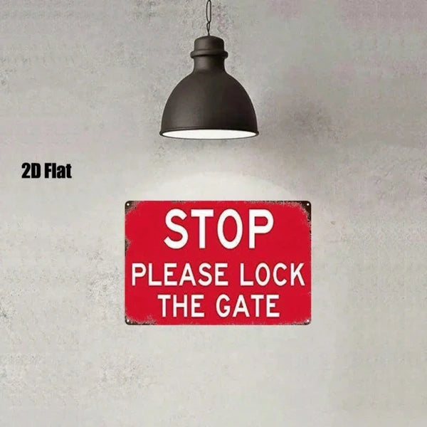 Please Lock The Door Metal Sign - 8x12 Inch Red Warning Decor