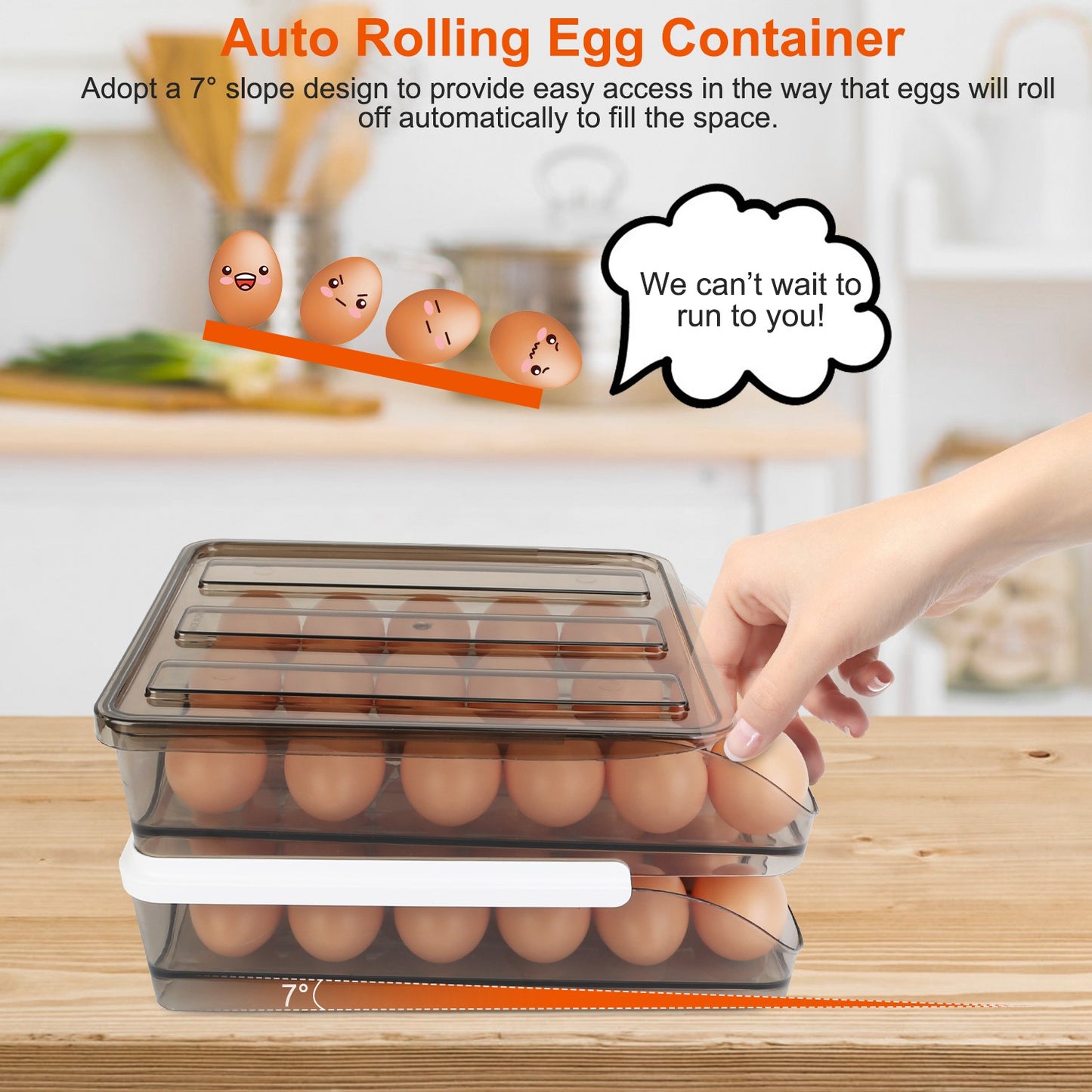 Egg Container Holder For Refrigerator Double Layer Storage Box With