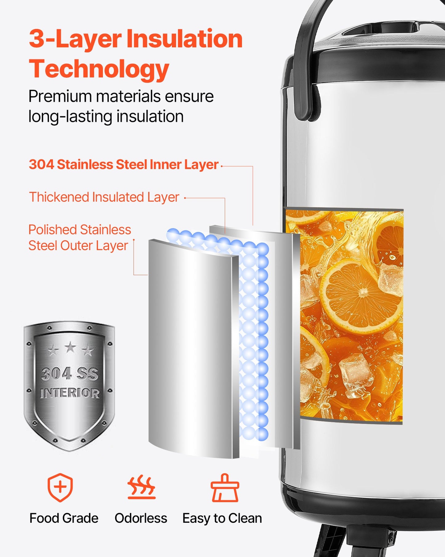 2.4 Gallon Insulated Beverage Dispenser - Stainless Steel