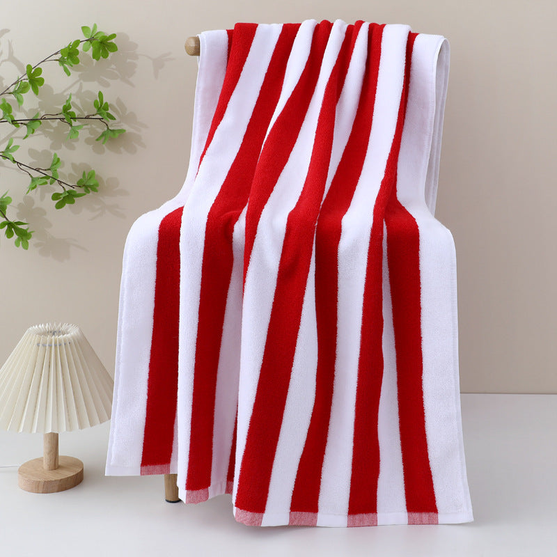 Extra Large Cotton Beach Towel with Striped Pattern - 70x150cm, Multiple Colors