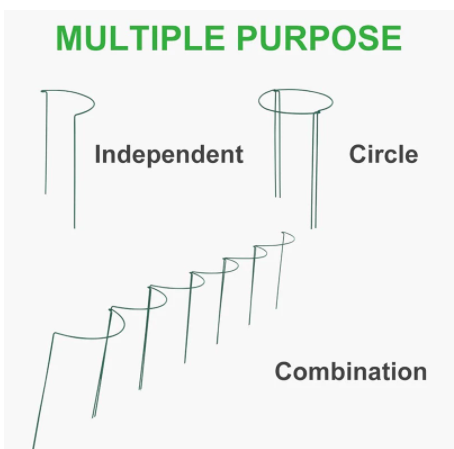 Garden Plant Support Ring Stand Metal Support Frame for Plants - Green