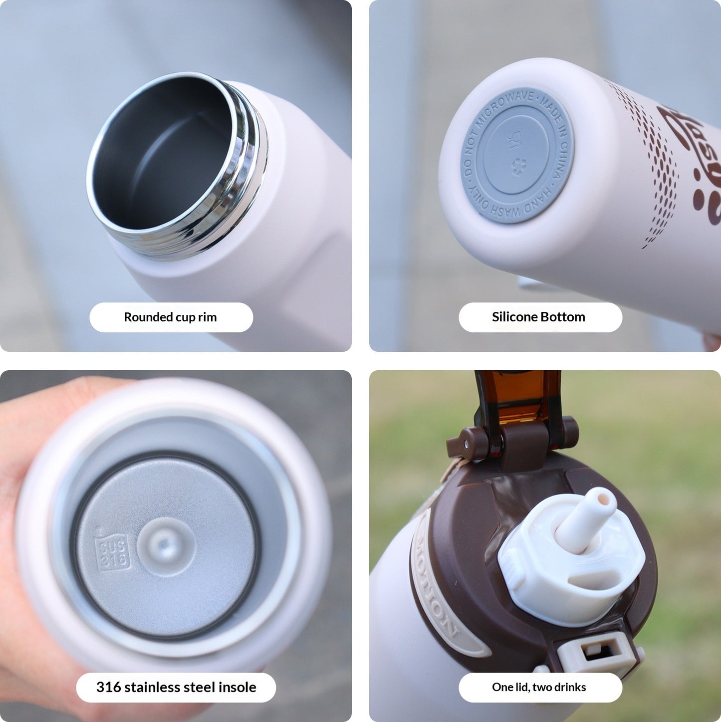 600ml Stainless Steel Outdoor Water Bottle with Carrying Strap - Multiple Colors