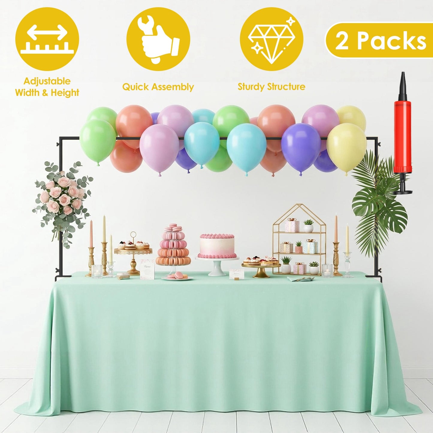 Adjustable Table Rod Stand with Clamps - Balloon Garland Decor