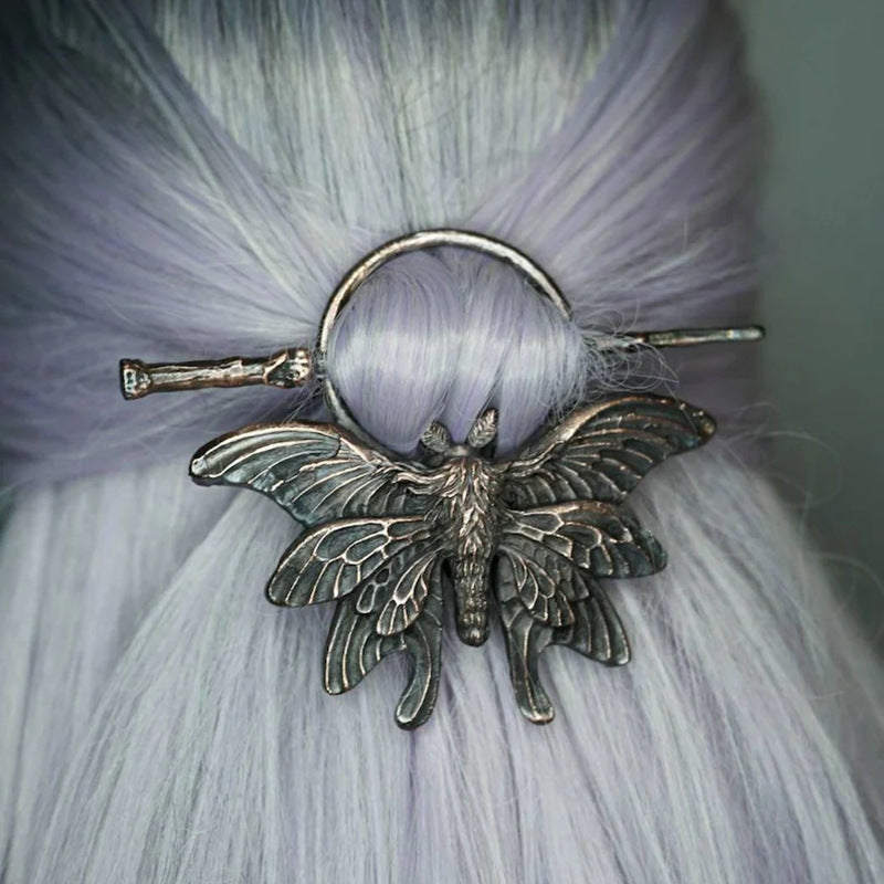 Gothic Moth Hairpin Retro Fashion Headdress - Bronze